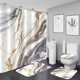 Nkzply white marble shower curtain pattern detail showing vibrant colors and fade resistance