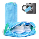 NMQHPA shoe washing bag blue 2pc front view for gentle sneaker cleaning.