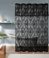 NOIR GOTHIC DECOR shower curtain with black valance for dramatic gothic bathroom