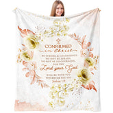 NORGOPRON Confirmation blanket folded close-up highlighting soft fabric and stitching.