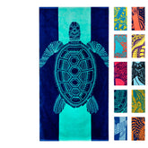 Nova Blue turtle-design on aqua stripes beach towel ideal for easy shore visibility.