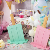 Novabright green ice cream sign assembled as a vibrant photo backdrop
