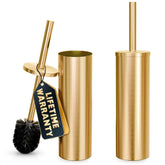 Novsix gold toilet brush with dense bristles for 360° cleaning.