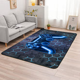 NTBED game-console area rug in blue geometric design for bedrooms.