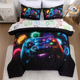 NTBED game console comforter twin with blue space background for a cozy, sci-fi themed bedroom.