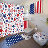 Nuanchu patriotic shower curtain front view with star pattern, quick-drying and water-repellent.
