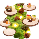 Nuanchu wood slices centerpiece with natural round edges for rustic wedding tables.