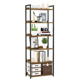 NUMENN Bookshelf 6-Tier front view shows sturdy frame and ample storage.