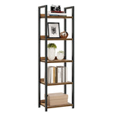 NUMENN Narrow Bookshelf with five open shelves for easy access to books and decor.