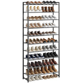 Nunsino 10-tier shoe rack in side view highlighting large capacity for up to 50 pairs.