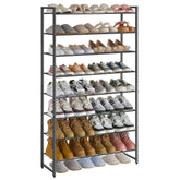 Nunsino 8-tier metal shoe rack neatly organizes shoes in a closet.