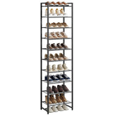 Nunsino Narrow Shoe Rack in closet saves space and organizes sneakers.