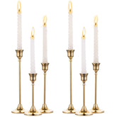 NUPTIO brass gold taper candle holders, 15 cm height, ideal for intimate dinners.