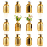 NUPTIO Bud Vases Small Gold 12-pc bulk set, ideal for cohesive wedding centerpieces.