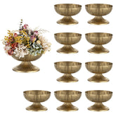 NUPTIO Gold Compote Vase with distressed brass finish as an elegant wedding centerpiece