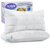 Nuzzle queen-size two-pillow set on bed offering hotel-style comfort for restful nights.