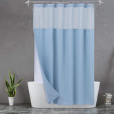 N&Y HOME waffle weave curtain front view showing spa hotel style and full bathroom coverage.