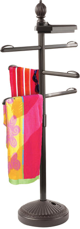 O2COOL Pool Valet Bronze towel bar seen from the front for poolside storage