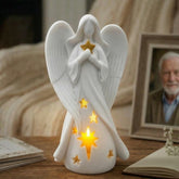OakiWay Star Angel Tealight Holder with flickering LED light for remembrance