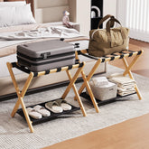 Oakvora full-assembled luggage rack offers a spacious surface for large suitcases.