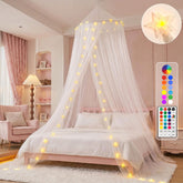 Obrecis bed canopy with LED stars creates magical bedtime ambiance for kids
