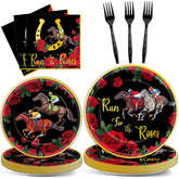OBUSATT Run for The Roses plates 9in provide sturdy support for hearty derby day meals.