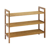 Oceanstar 3-Tier Bamboo Shoe Rack side view shows sturdy natural finish.