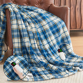 OCTROT heated blanket 50x60 with blue plaid Sherpa keeps you cozy on chilly evenings