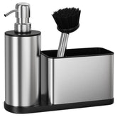 ODesign kitchen soap dispenser set on counter shows an organized cleaning area.