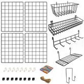 Odoxia 4-pack wire wall grid with baskets for organized storage at home.