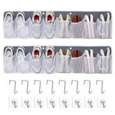 Ofiray-home RV shoe storage bedside 16-pocket wall mount keeps shoes neatly organized on bed rails.