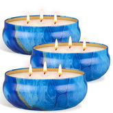 OFUN citronella outdoor 3-wick jar candle; 55oz tin, ideal for patios and outdoor spaces.