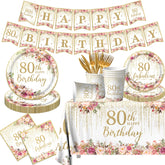 OGMOGKW 80th birthday plates with rose gold accents for elegant celebrations.