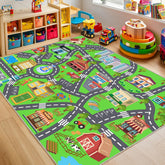 OHDS Town Car Rug City Map Playmat provides a soft surface for imaginative play.