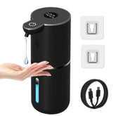 OHIFAST dispenser front view in black, ideal for hands-free use in kitchen or bathroom.