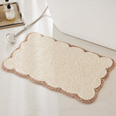 Ohocut luxury microfiber bath rug beige sand scalloped edges for plush comfort