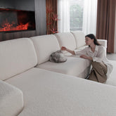 OHSIO loveseat ivory cushion cover, front view; protects and refreshes living room