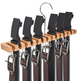 Ohuhu belt hanger front view with 14 slots and 13 hooks for organized wardrobe storage