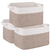 OIAHOMY 3-pack storage baskets with handles in a front view for easy transport