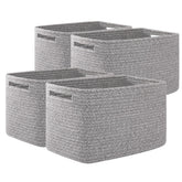 OIAHOMY 4-pack storage baskets in grey for tidy shelves and easy access.