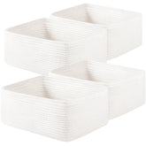 OIAHOMY four-pack white rope baskets on a shelf for organized storage.