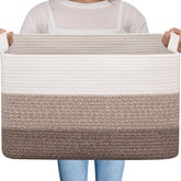 OIAHOMY large 65L blanket basket, top view showing ample storage.
