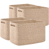 OIAHOMY rectangle storage baskets in brown for tidy living room shelves
