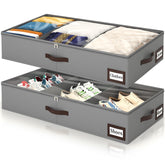 OIAHOMY 53L under-bed storage with 6-inch low profile for space-saving comforters.