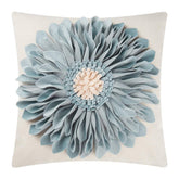 OiseauVoler blue 3D sunflower pillow cover on couch adds vibrant texture