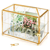 Okllen glass card box with slot top for elegant event card collection