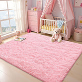 OLANLY area rug pink plush close-up showing soft texture for cozy feet