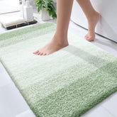 OLANLY bath mat Sage Green top view with plush pile for cozy feet