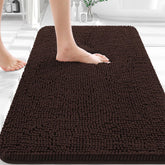 OLANLY bath rug 30x20 in brown offers soft chenille for cozy feet after showers.