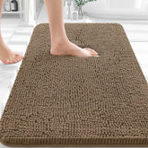 OLANLY chenille bath rug closeup shows ultra soft fibers for warm feet